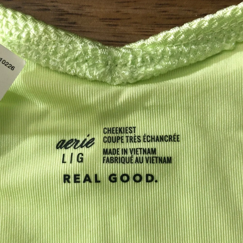 aerie Neon Lime Textured Bikini Bottom